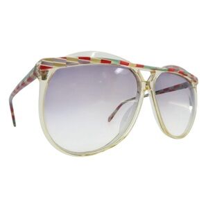 1980’s RODENSTOCK Clear Aviator Sunglasses w/ Red & Blue Brow, Made in Germany